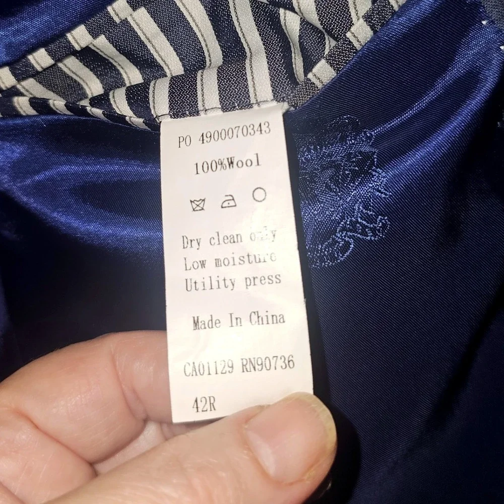 Austin Reed London Mens Blue Windowpane Check Two Button Blazer Sport Coat 42R